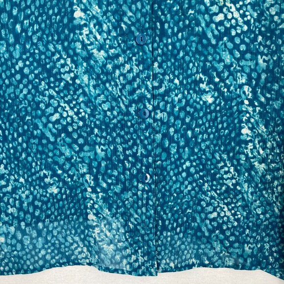 Maggie Barnes Blue Abstract V Neck Soft Preppy Popover Blouse 3X - Picture 4 of 10